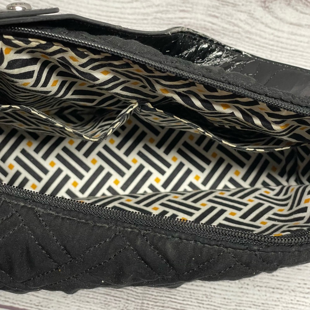 Vera Bradley Black Quilted Microfiber Shoulder Bag with Patented Leather Strap - Picture 5 of 14